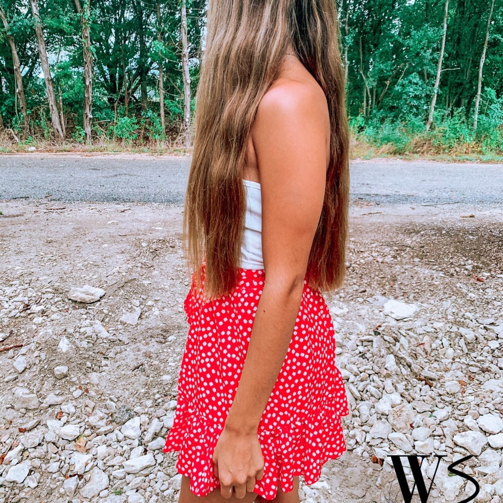 Red Floral Skirt
